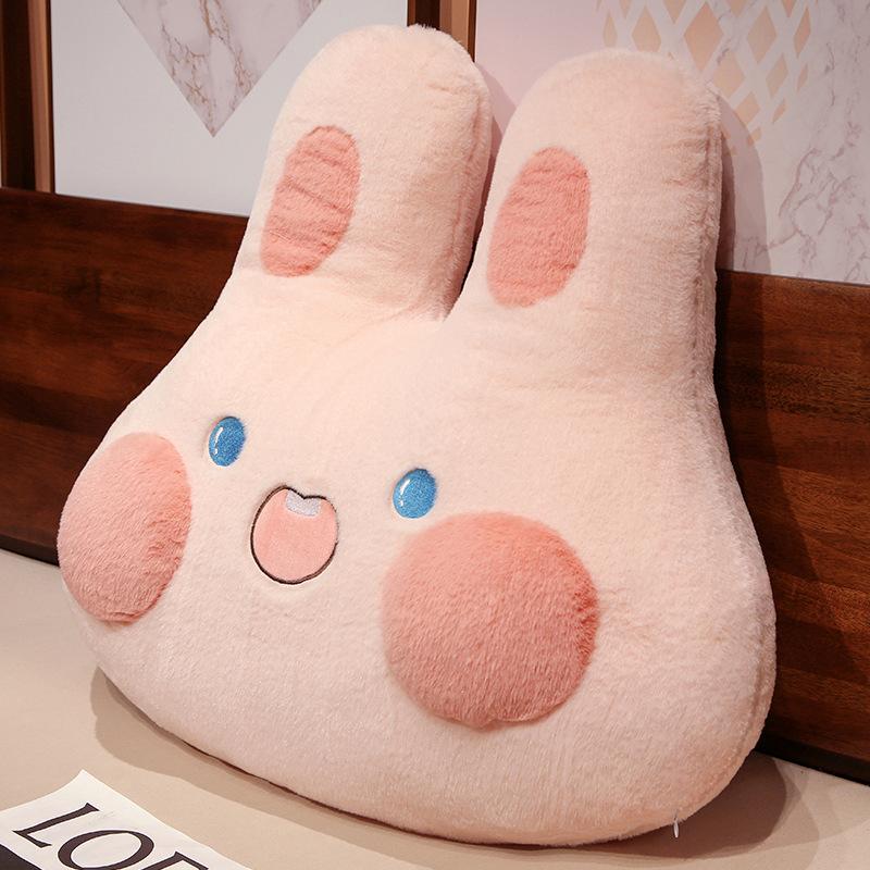 Furry Plush Rabbit Pillow Cute Simulation Bunny Soft Doll Warm Pillow Back Cushion Home Decoration Kids Toys Birthday Gift