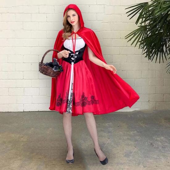 Костюм на Хеллоуин Маленькая ведьма горничная Косплей Костюм Красная шляпа Ведьма Плащ Платье Костюм для вечеринки