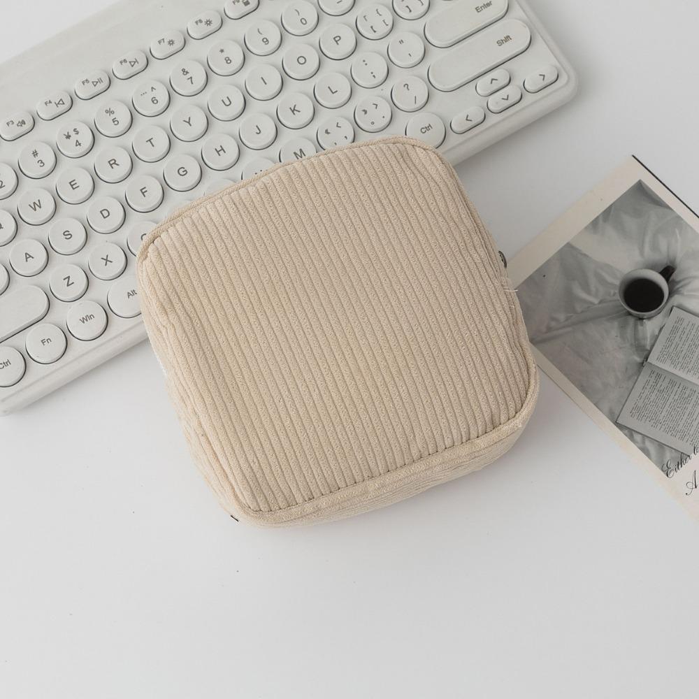 Mini Cosmetic Storage Pouch Corduroy Sanitary Napkins Organizer Ins Makeup Lipstick Bags