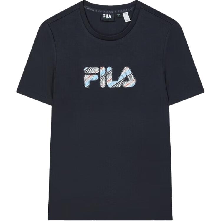 Fila Изумрудная Мягкая Удобная Повседневная Простая Дышащая Футболка с Коротким Рукавом Женские топы Legendary-Blue F11W434102F-NV