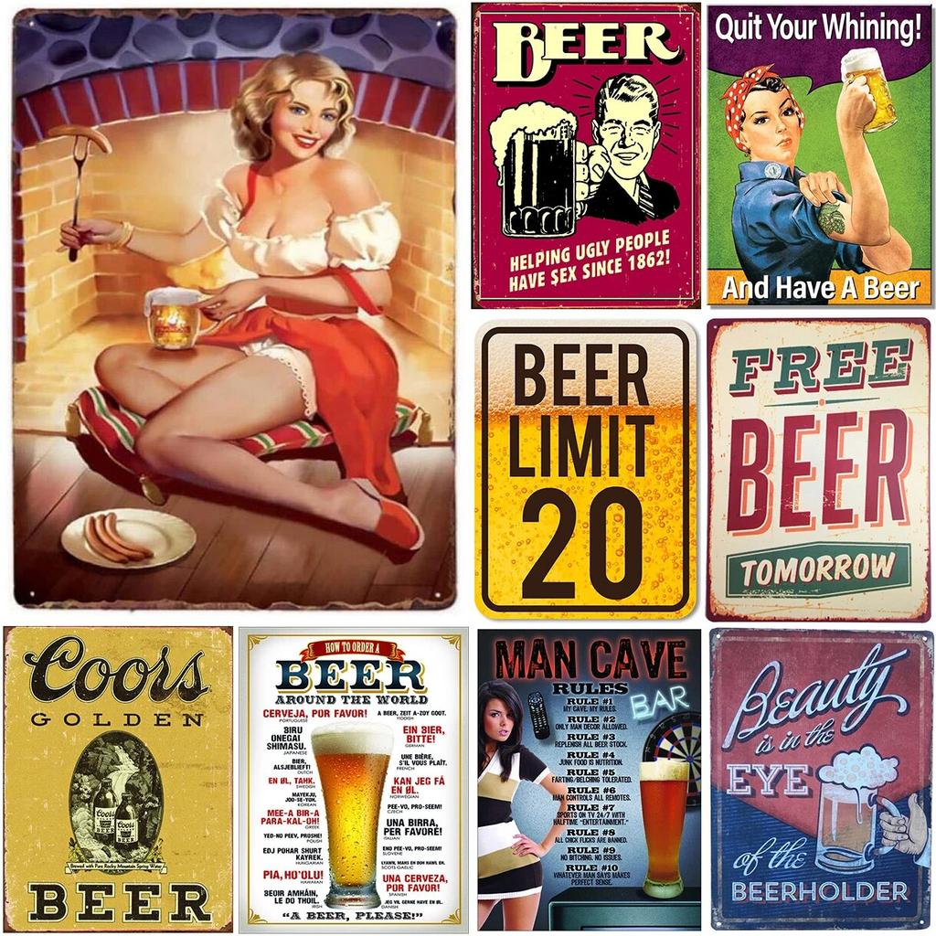 Beer Menu Free Beer Toorrow Metal Tin Signs Posters Plate Wall Decor for Bars Man Cave Cafe Clubs Retro Posters Plaque