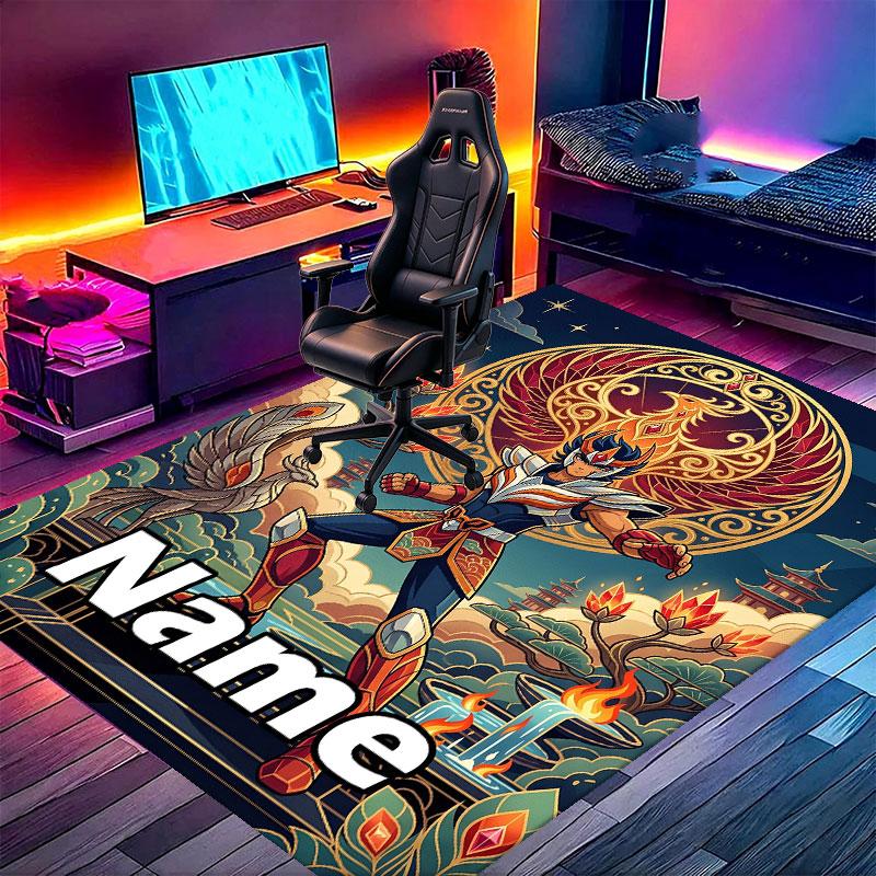 Custom Name Personalized Saint Seiya Print Carpet, Versatile Home Decor Rug, for Playroom, Apartment, Balcony, Entryway, Hallway Gift