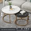 Modern Round Coffee Table: Elegant Small Side Table for Living Room or Balcony