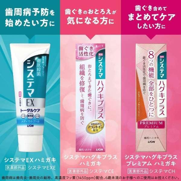 Lion Systema EX W Лечебная Паста для Тусклой Эмали Свежая Мята 10% Дополнительно 138г (3)