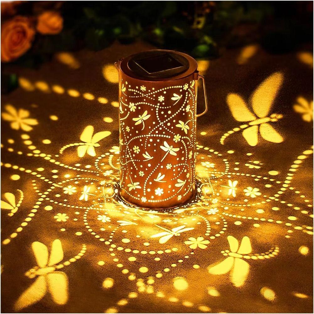 Portable Hanging Solar Lanterns Butterfly/Flower Wind Chime Hanging Lamp Courtyard Landscape