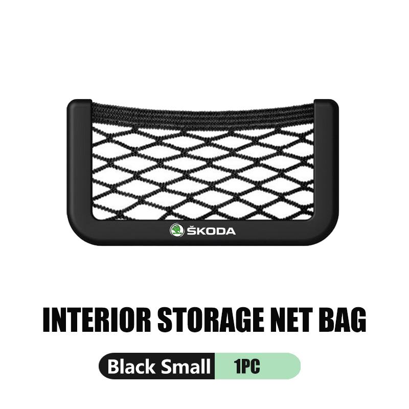 DECL5 Car Storage Mesh Bag Organizer Net Pocket Sticker Trunk Storage Bag Accessories For Skoda Kamiq Karoq Octavia 2 3 Rapid Scala