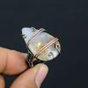 Natural Dendrite Opal Gemstone Handmade Copper Wire Wrap Ring Size 8 K4c52