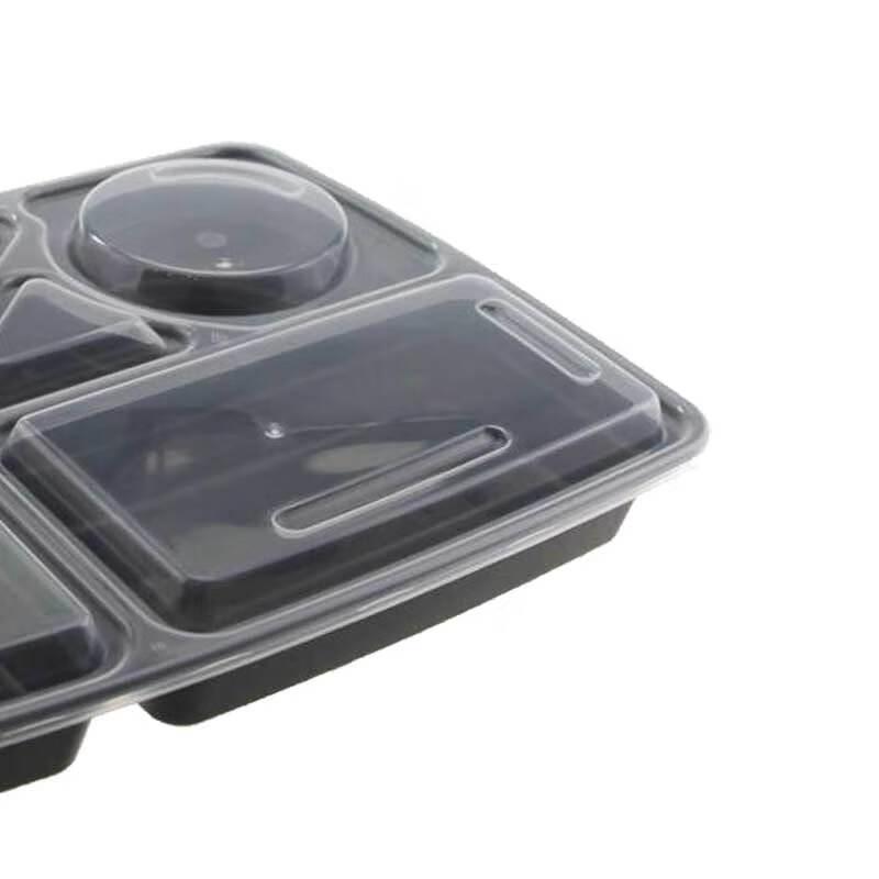 Shuhu Disposable 5-Compartment Black Meal Prep Container