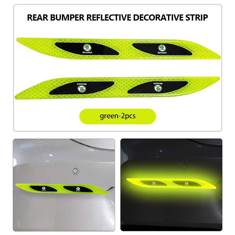 For Skoda Car Styling Trunk Bumper Warning Safety Sticker Reflective Strip Kamiq Karoq Octavia 2 3 Rapid Scala Kami Fabia VII CX3