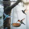 Hanging Bird Feeder Adjustable Chain Hanging Parrot Feeder Small Birds Food Tray For Patio Balcony Tree Outside Bird Supplies