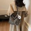 Niche Leopard Print Canvas Tote Bag Women's Bag Casual Large Capacity Fashion Handbag Shoulder Messenger Bag