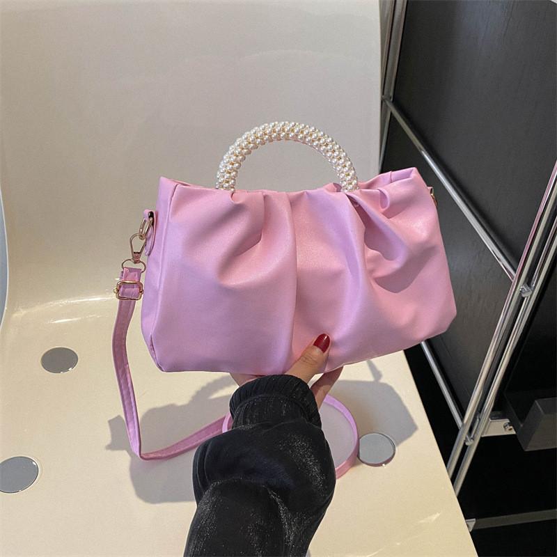Spring Summer Stylish New Women's Bag Pearl Wrinkle Cloud Handbag Shoulder Crossbody Mini Bag
