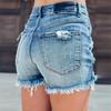Summer Broken Holes Hot Girl Denim Shorts, Female High Waisted A-line Raw Edge Hot Pants