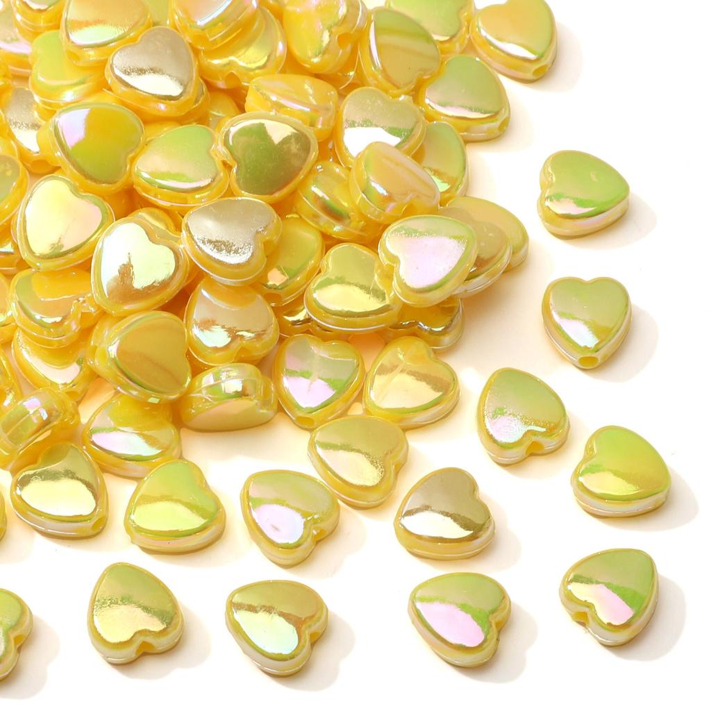 100 шт. Акриловые разноцветные бусины в форме сердца для изготовления ожерелий, браслетов, серег, ювелирных изделий, аксессуары для рукоделия