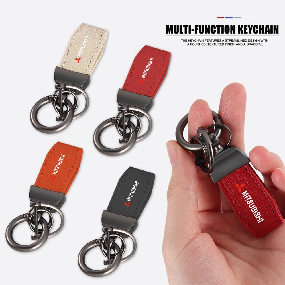Car Key Ring Holder Pendent High-end Gift For Mitsubishi Ralliart Space Star Lancer Outlander Eclipse Cross Asx Leather Kaychain