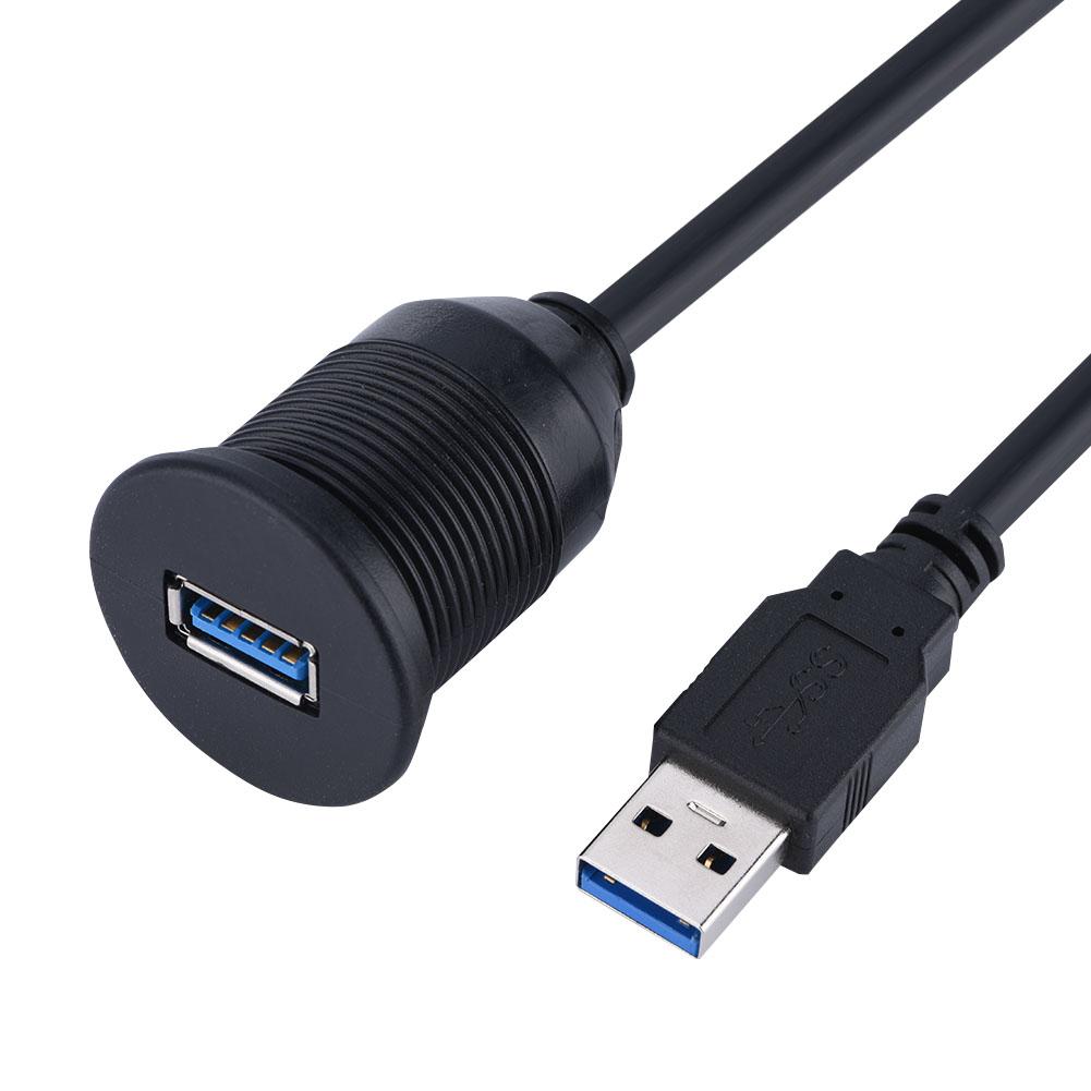 USB 3.0 Mount CableUSB Extension Flush, Dash, Panel Mount Cable, for Car, Boat, Motorcycle (1M)