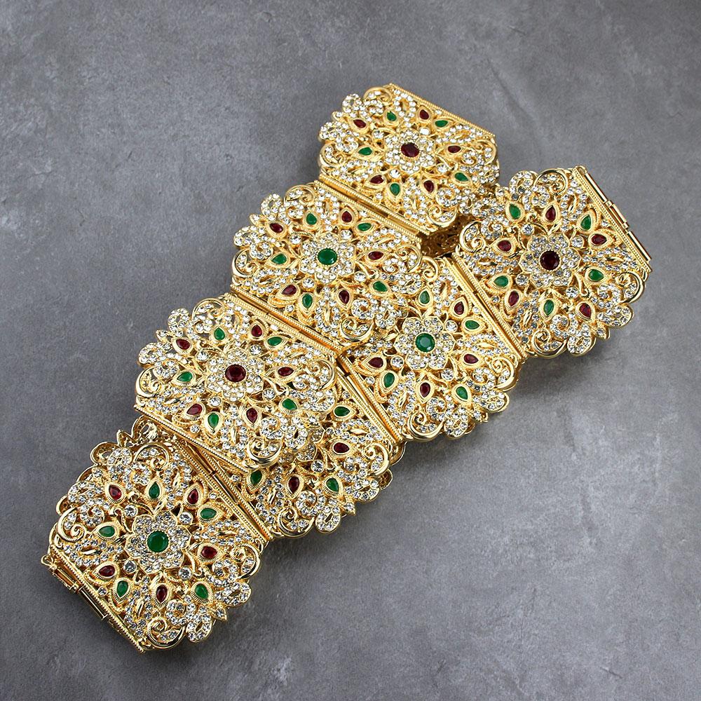 Elegant Wedding Belt for Women Crystal Wide Waist Belt Metal Link Chain Adjustable Length