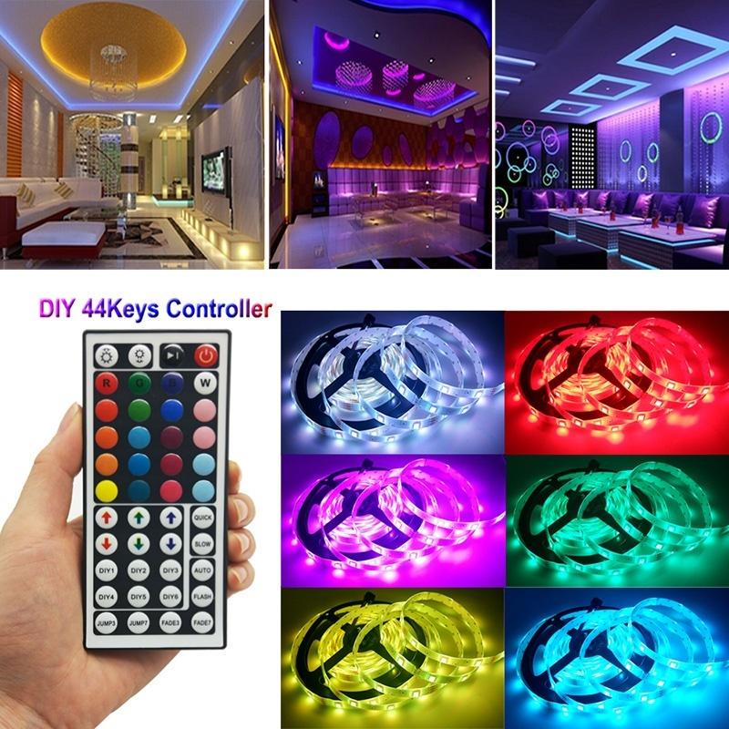 Гибкая светодиодная лента IP20/IP65 RGB, 60 светодиодов/м, SMD 3528 светодиодов, светодиодная лента постоянного тока, светодиодная лента с пультом дистанционного управления