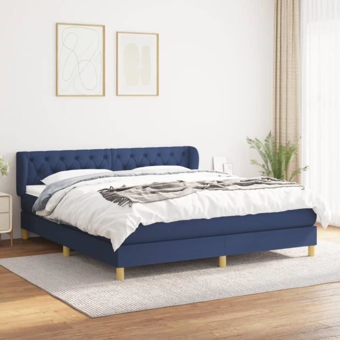 3127059 vidaXL Divan Bed with Mattress Blue 160x200 Cm Fabric
