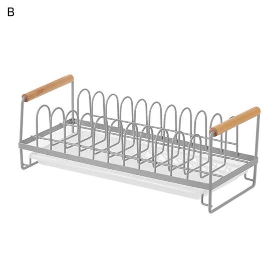 Полка для слива посуды с деревянной ручкой и силиконовой противоскользящей накладкой, вертикальный водонепроницаемый органайзер для посуды на столешнице