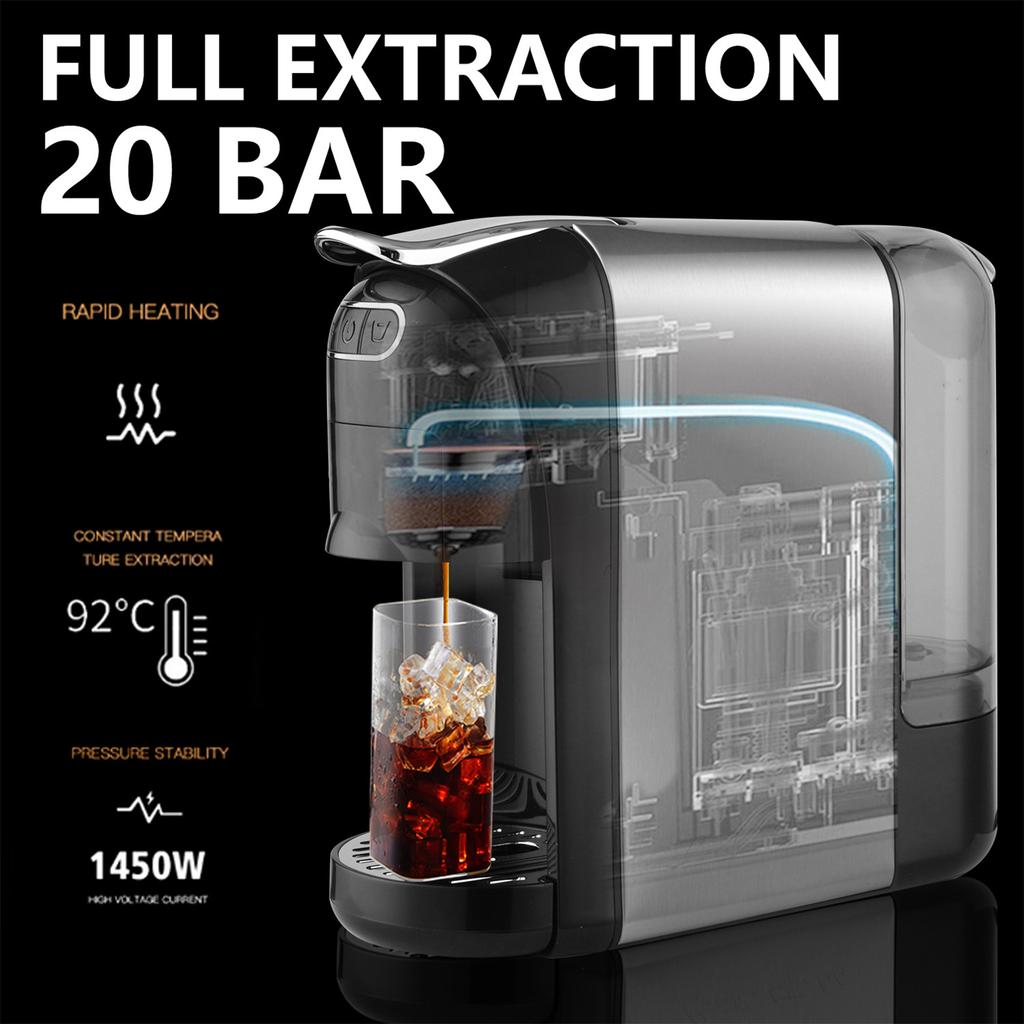 3 In 1 Capsule Coffee Machine Fully Automatic Small Portable Home Office Universal Coffee Powder Maker