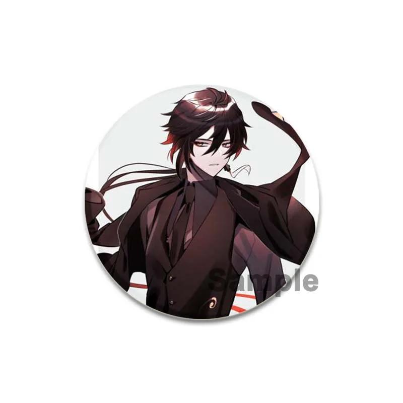 32/44/58mm Anime Genshin Impact Badge Zhongli Cartoon Brooches On Backpack Clothes Handmade Round Enamel Pins for Jewelry Gift Accessories