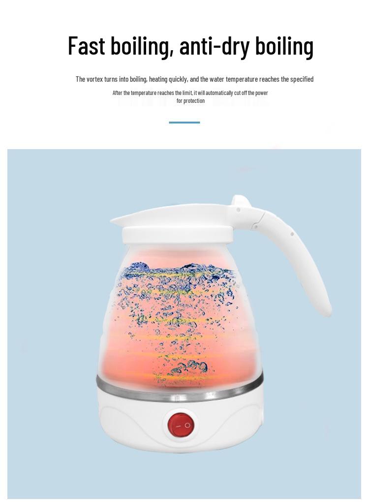 Compact Folding Electric Travel Kettle with Silicone Body & Auto Shut-off – Ideal Gift for Students