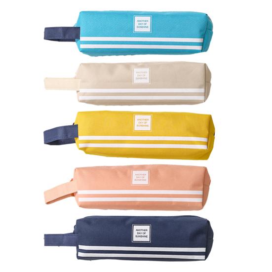 Portable Canvas Pencil Case with Handle Large Capacity Stationery Bag Student Pencil Organizer for Pens Markers Rulers Back-to-School Gifts