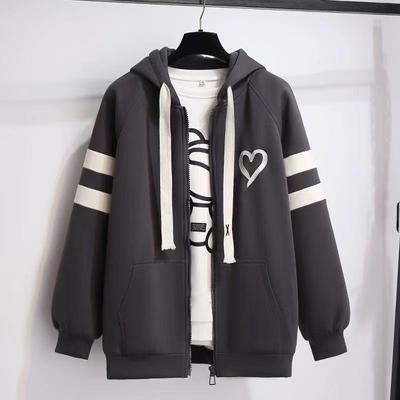 Осенне-зимняя толстовка с капюшоном, куртка, женский кардиган, универсальная, плюшевая, свободная, бейсбольная майка внутри