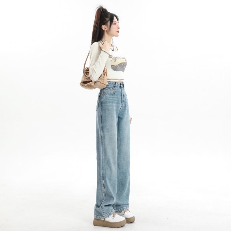 Женские модные джинсовые мешковатые брюки с высокой талией, винтажные джинсы Harajuku с широкими штанинами, утягивающие повседневные брюки