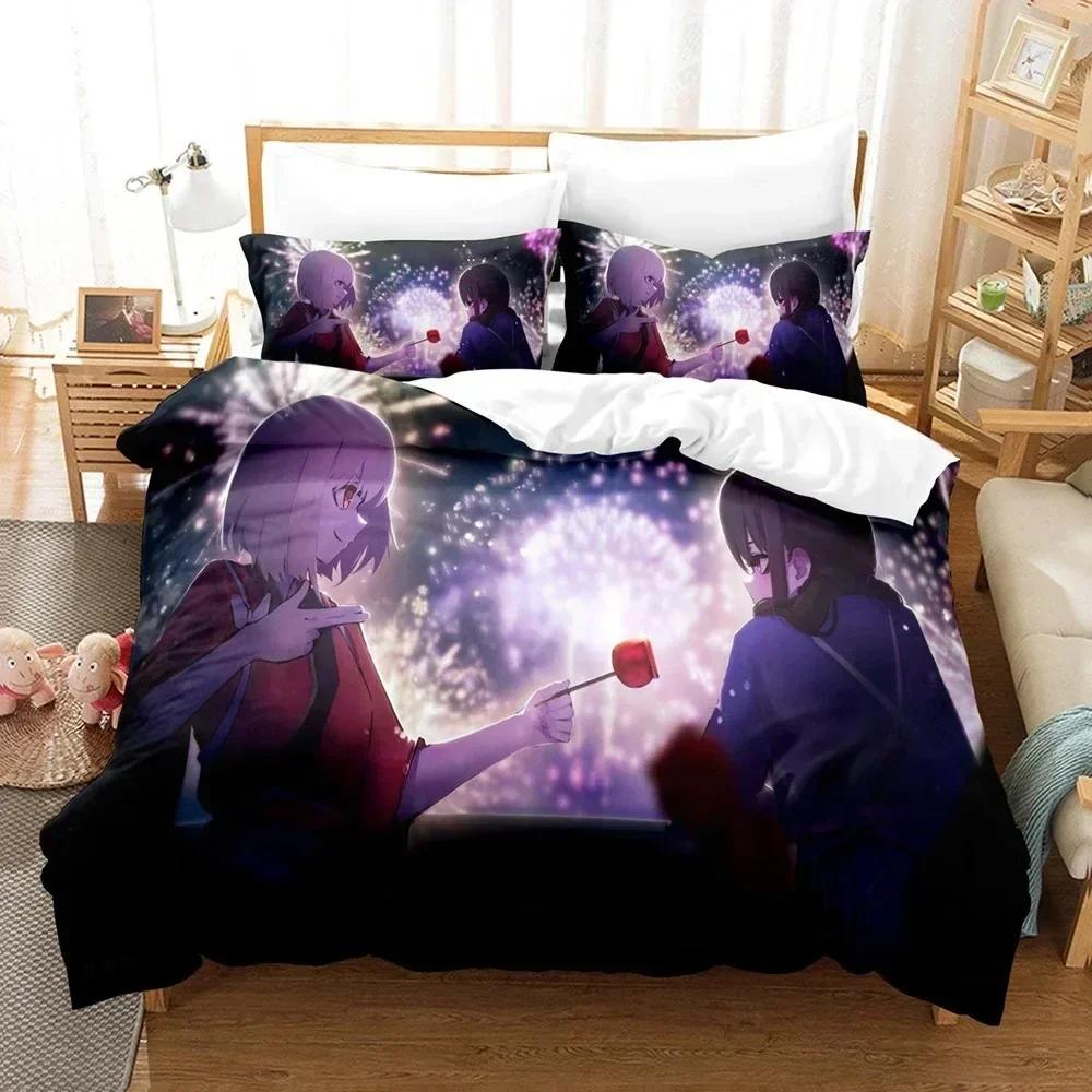 3D Print Anime Lycoris Recoil Bedding Set Duvet Cover Sheet Printed Bed Set Pillowcase Full Queen King Size Comforter Bedroom