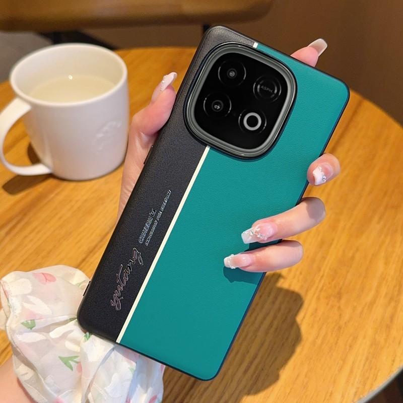 Для iQOO Z10 Turbo/Z10 Turbo Pro Классический чехол для телефона из веганской кожи с флуоресцентной талией, противоударный, микро матовый