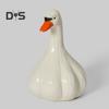 Garlic Duck Resin Figurine Cartoon White Duck Statue Animal Sculpture Home Office Bookshelf Desktop Decoration Ornament
