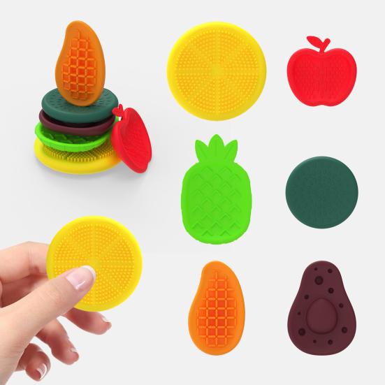 6/12Pcs Silicone Sensory Stone Toy Anxiety Stress Relief Portable Travel Calming Fidget Stone Textured Worry Stone Toy Kids Teens Adults Gift