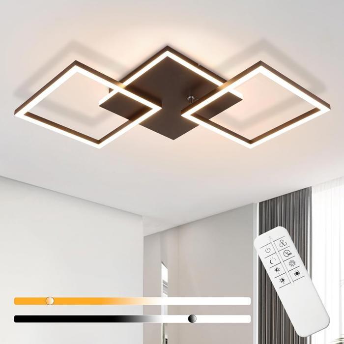 Plafonnier LED - NETTLIFE - Salon 32W - Noir - Métal - Télécommande