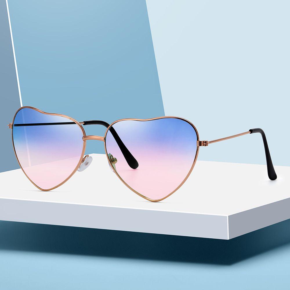 Женские солнцезащитные очки UV 400 Ocean Lens в форме сердца, градиентные солнцезащитные очки в металлической оправе