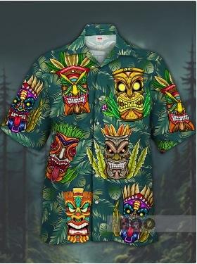 1D digital printing men's lapel short-sleeved shirt hot casual European and American thin breathable and quick-drying