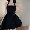 Черное платье, женское летнее платье с бретельками, платье трапециевидного силуэта, женское однотонное тонкое платье, короткое платье