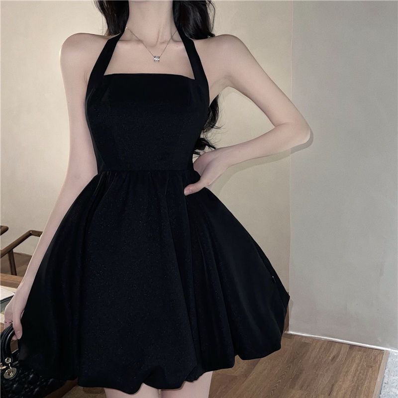 Черное платье, женское летнее платье с бретельками, платье трапециевидного силуэта, женское однотонное тонкое платье, короткое платье