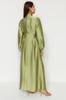 Women's Fashion New Hijab Evening Dress Green Fitted Satin Plain Weaving