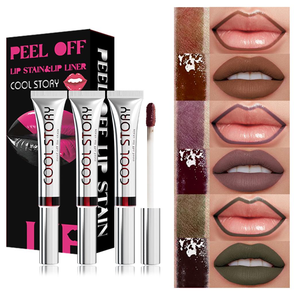 Peel Off Rose Pink Lip Gloss Matte Outline Contour Tattoo Lip Stain Waterproof Transfer Resistant Tear Off Natural Lip Tint