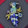 Blue Crystal Robin Brooch Coat Accessories Retro Temperament Alloy Electroplating Hand-Painted Bird Corsage
