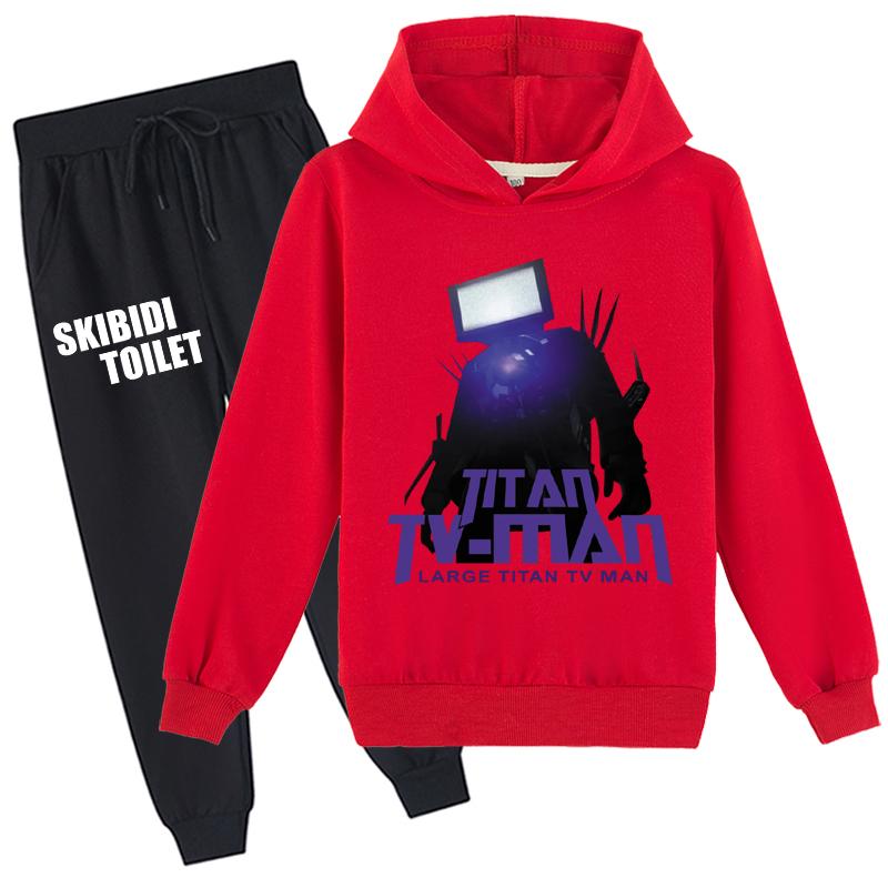 Детский комплект с 3D толстовкой Skibidi, пуловер для туалета, спортивный костюм, детский свитер + брюки