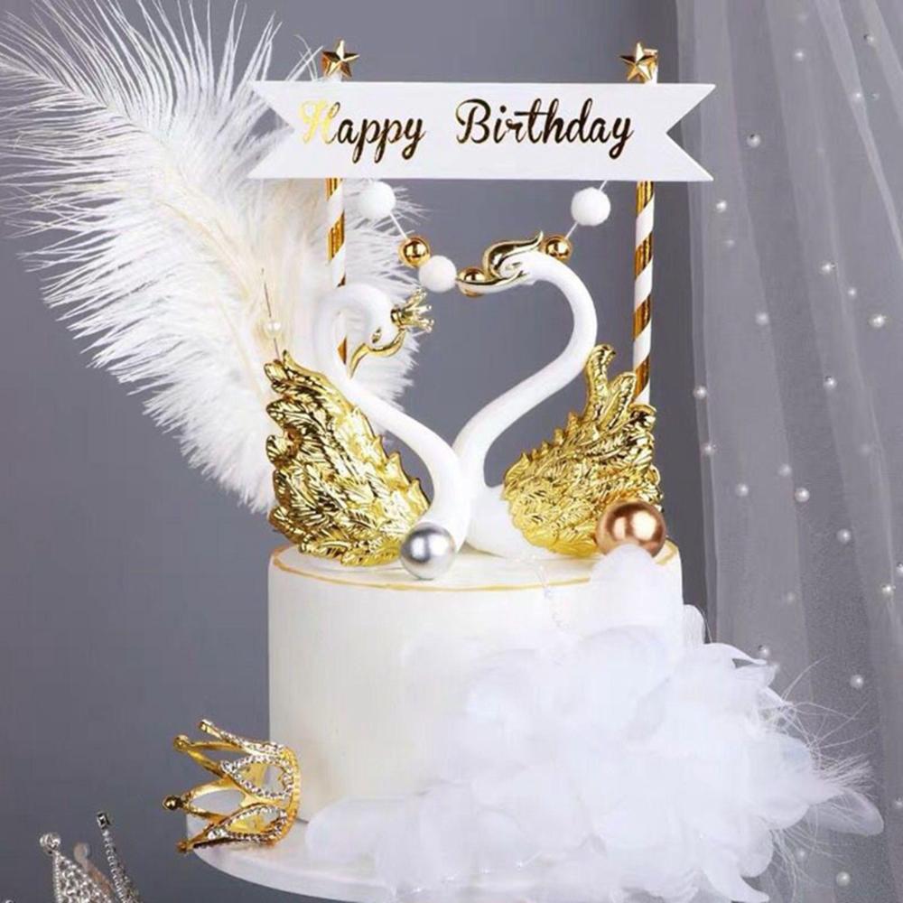Праздничный настольный романтический настольный декоративный миниатюрный орнамент на годовщину статуэтка лебедя украшение на торт