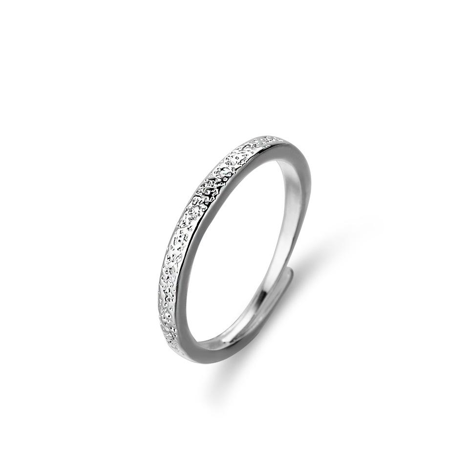 S925 Silver Vintage Smiley Face Open Ring Adjustable Women Jewelry