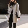 Autumn Winter Coat Women Double-sided Wool Jacket Vintage Long Outwear Button Elegant Mujer Thick Windbreaker