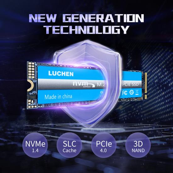 Yousheng PCIe 4.0 M.2 NVMe TLC SSD 64/128/256 ГБ Максимальная скорость чтения 7300 МБ/с Максимальная скорость записи 6800 МБ/с ИИ-вычисления Игры Рабочие станции для тяжелых нагрузок Внутренний твердотельный