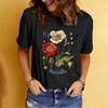2024 Women's T-Shirts 3D Flower Print Top Short Pullover Sleeved Summer Fashion Casual O-Neck Oversize Tee Shirt Female Clothing