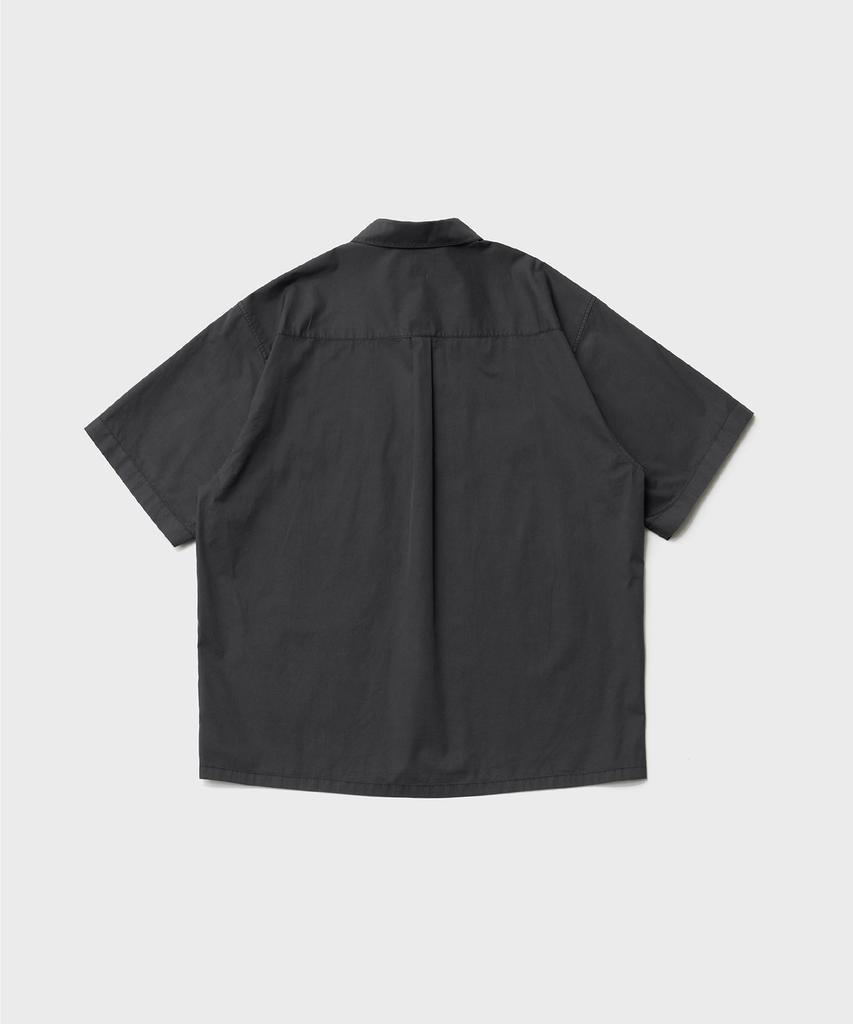 LE TIGRE Open Collar Overdyed Shirt (Almost Black)