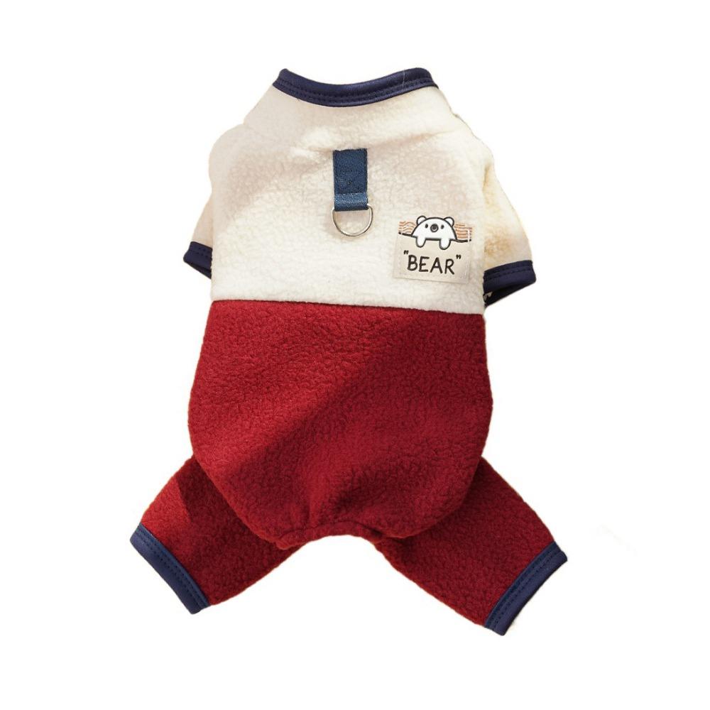 Пальто с рисунком мультяшного медведя для щенков, теплое пальто для домашних животных, комбинезон с капюшоном для собак на осень-зиму